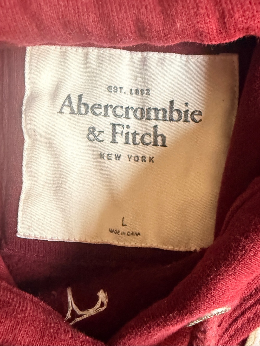 Abercrombie & Fitch Women's Maroon Hooded Sweatshirt with 'FITCH' Logo - Picture 2 of 3